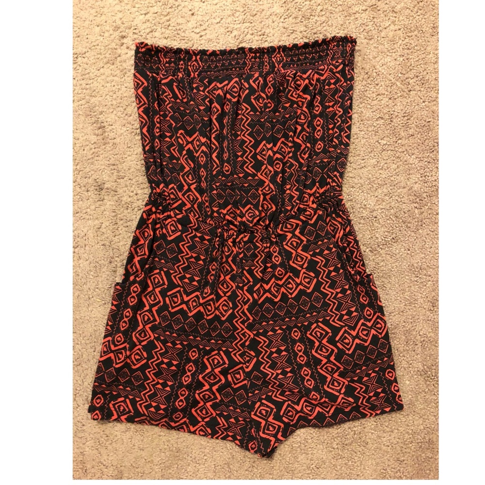 Tube top romper with pockets